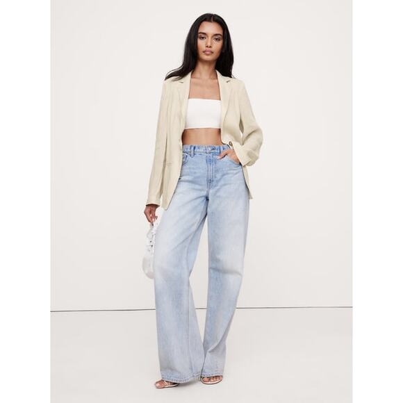 NWT Banana Republic Linen-Viscose Open-Back Blazer in Natural Beige size XXL - Picture 1 of 9